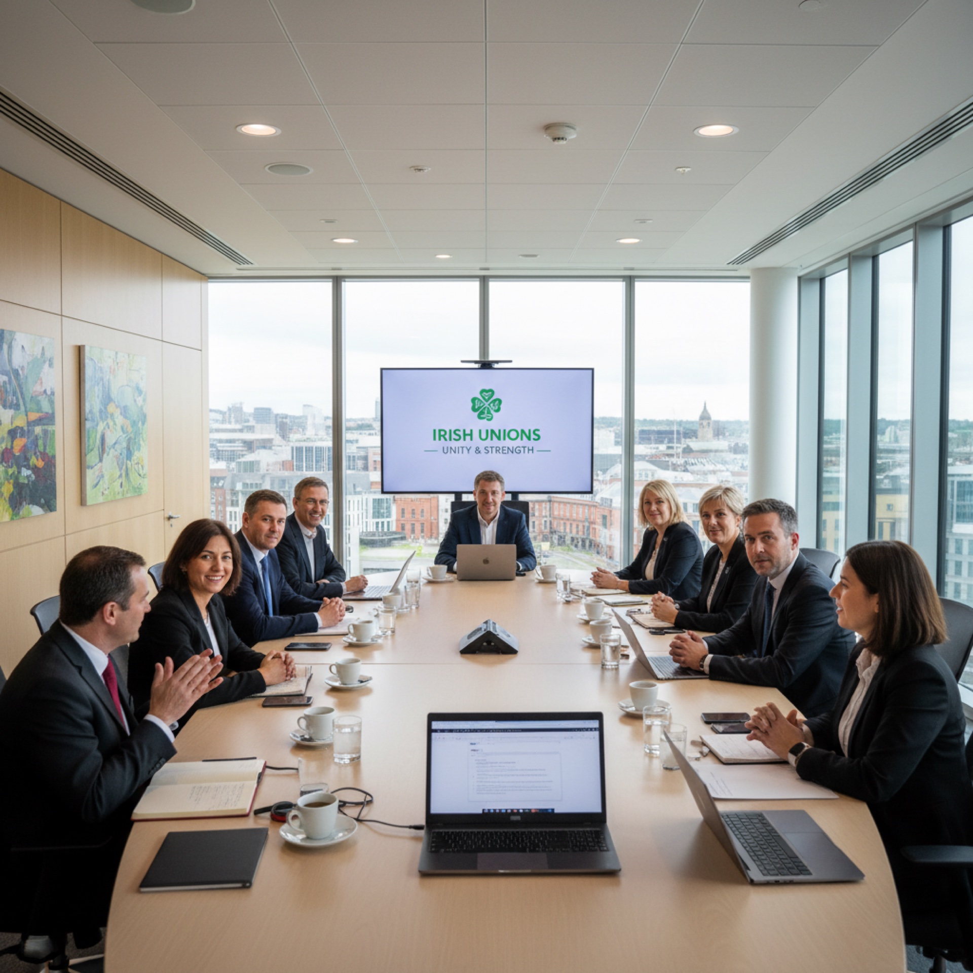 Irish trade union stewards in a professional meeting